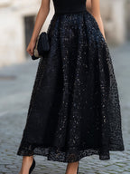 Sleeveless Sequin Skirt Evening Maxi Dress