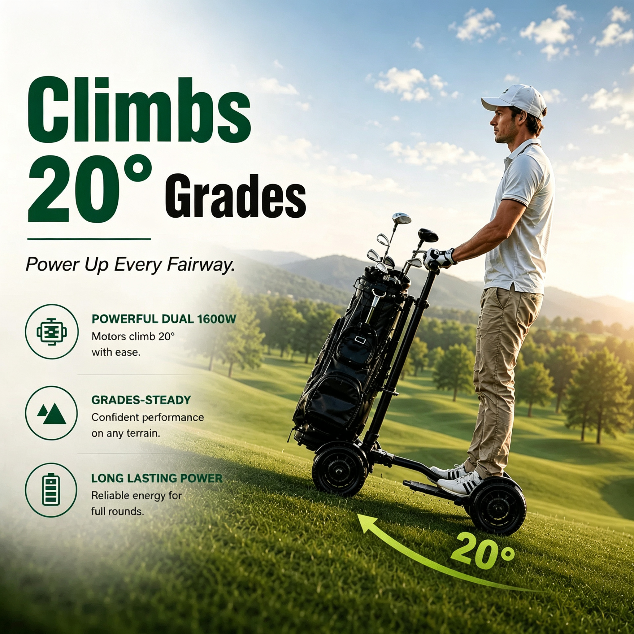 Dual Motor Electric Golf Scooter | 20° Climb
