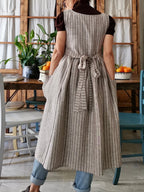 Brown Striped Cotton Women's Apron