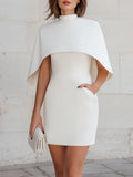 Capelet High-Neck Sleeveless Bodycon Mini Dress Two-Piece Set