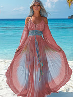 Summer vacation fashion elegant contrast color dress 7240