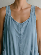 Vintage Washed Denim Sleeveless Jumpsuit