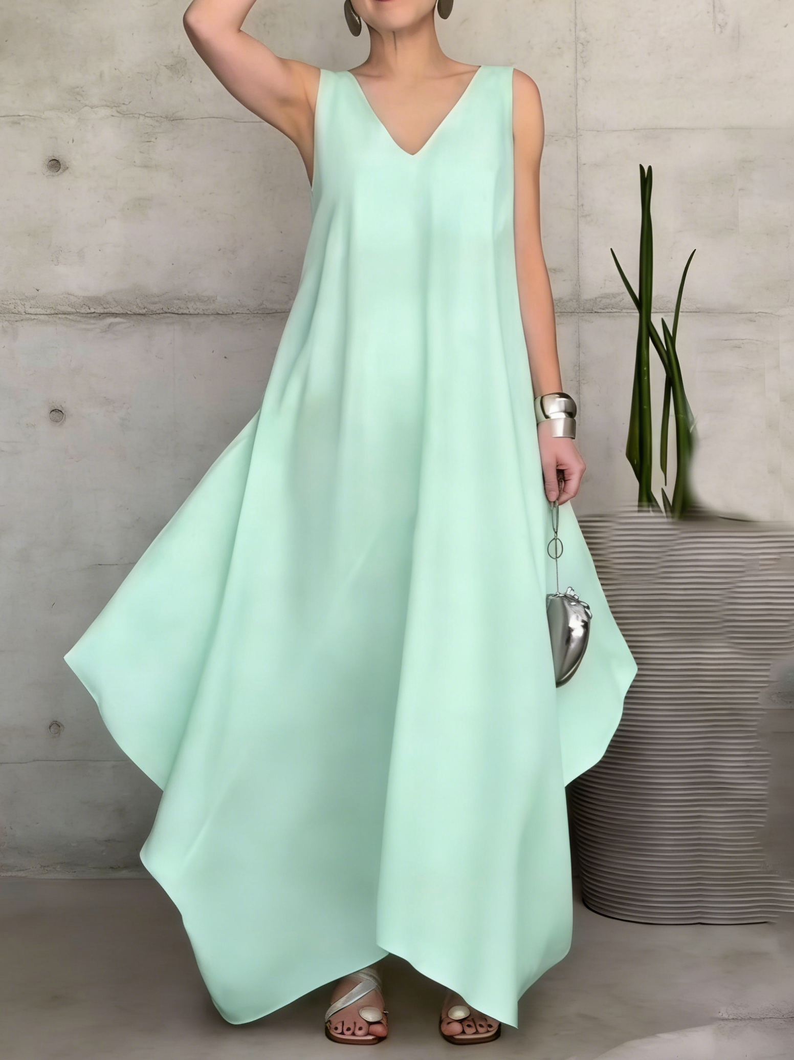 Stylish Minimalist Irregular Hem Maxi Dress