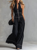 Casual Zippered Cotton Jumpsuit