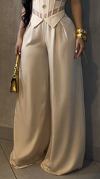 Nude Mesh & Boned Top + Trousers Two-Piece Set