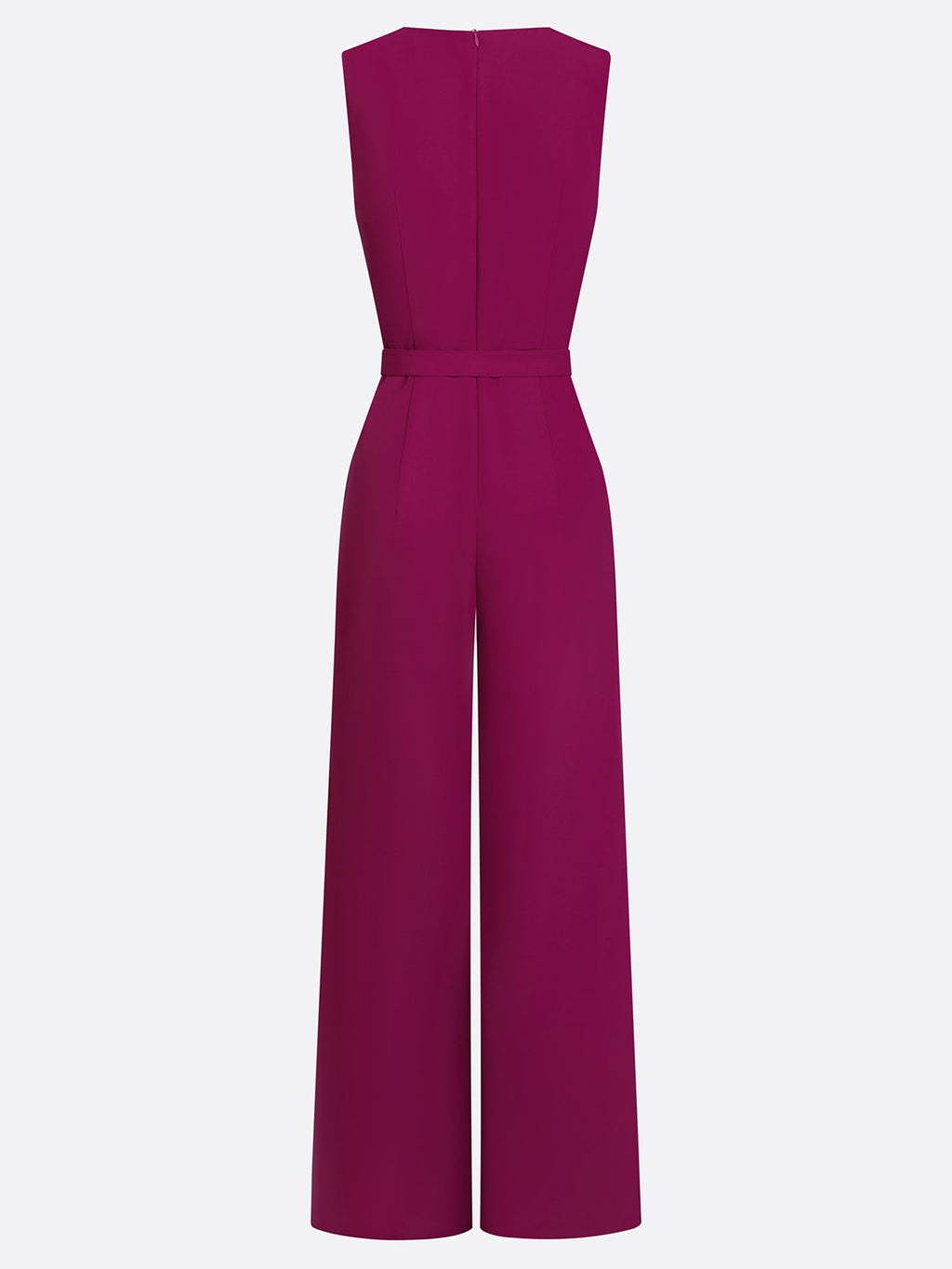 Women Purple V Neck Sleeveless Dressy Jumpsuit