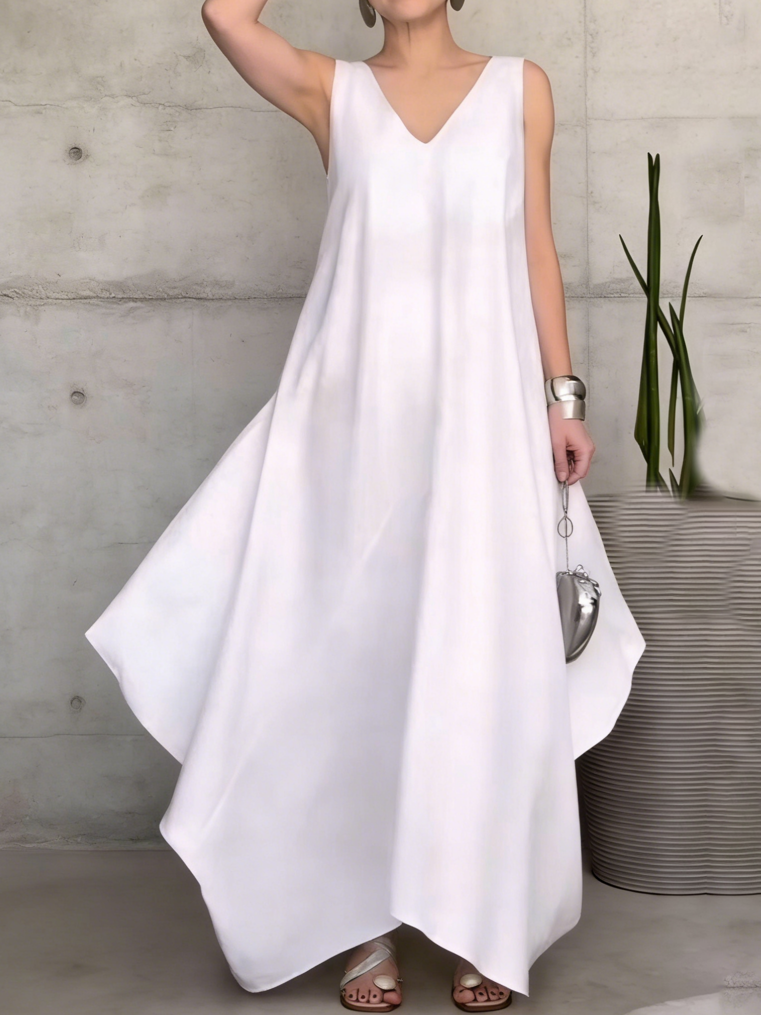 Stylish Minimalist Irregular Hem Maxi Dress