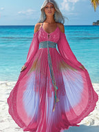 Summer vacation fashion elegant contrast color dress 7240