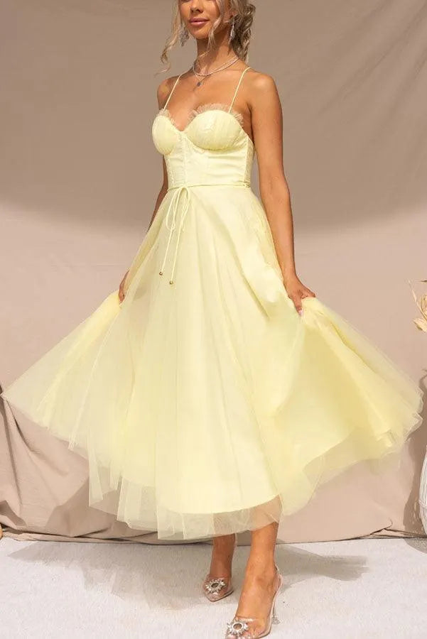 Modern-day Princess Chiffon Suspenders Party Maxi Dress