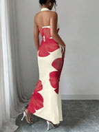 Elegant Halter-neck Floral-print Bodycon Dress