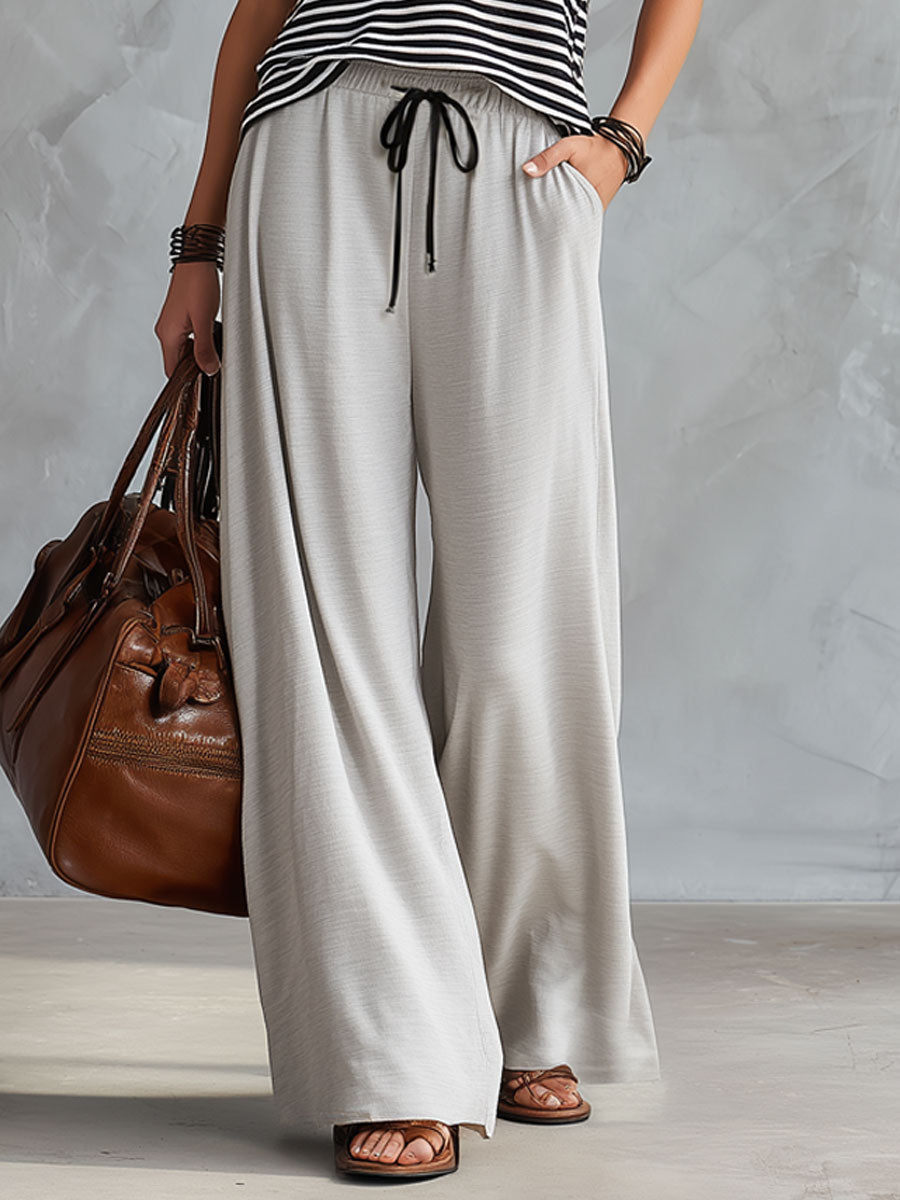 Women's Striped Zip Sleeveless Art Casual Top And Pants Stylish Cotton Suits