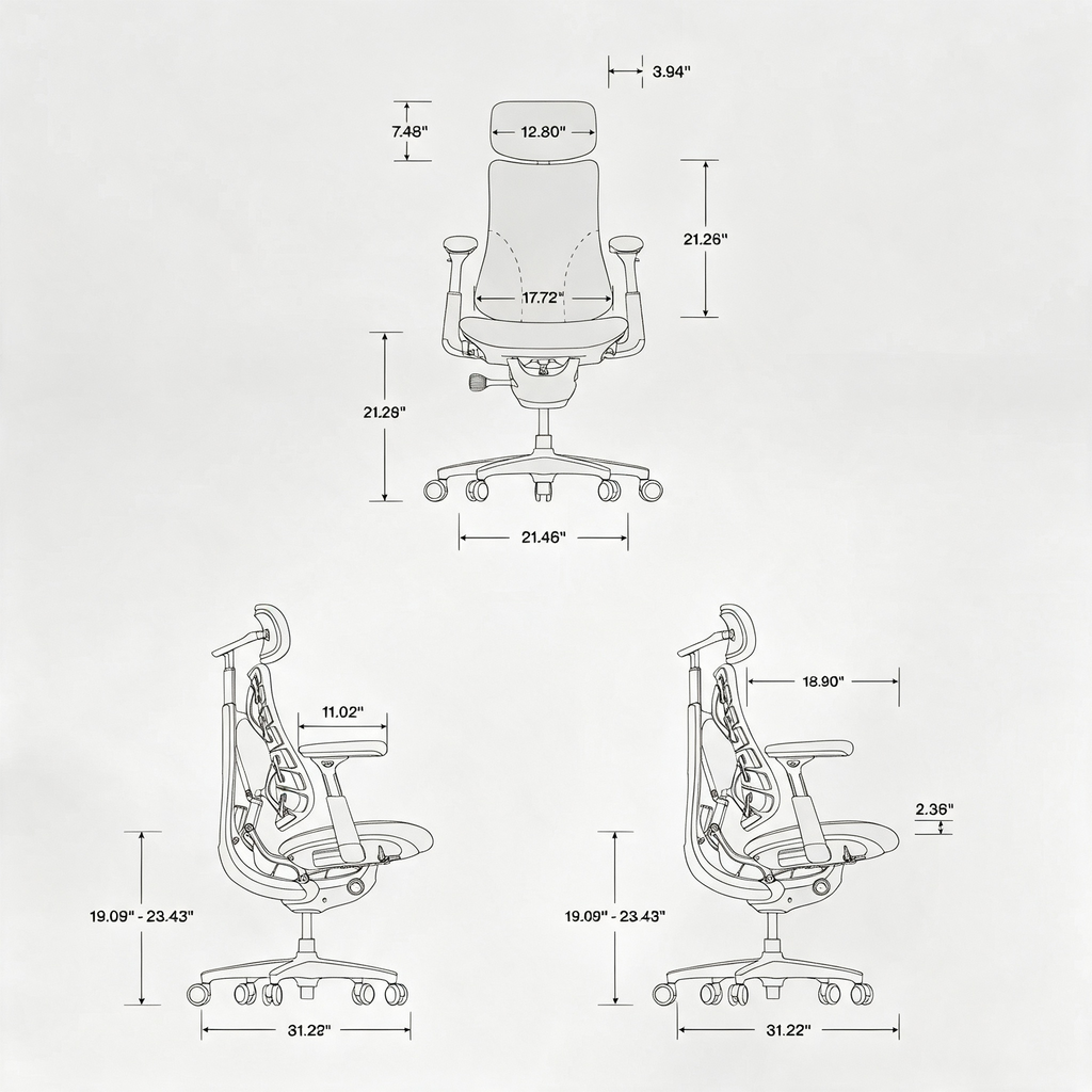 Dynamic Adaptive Ergonomic Office Chair with Powered Lumbar Stretch