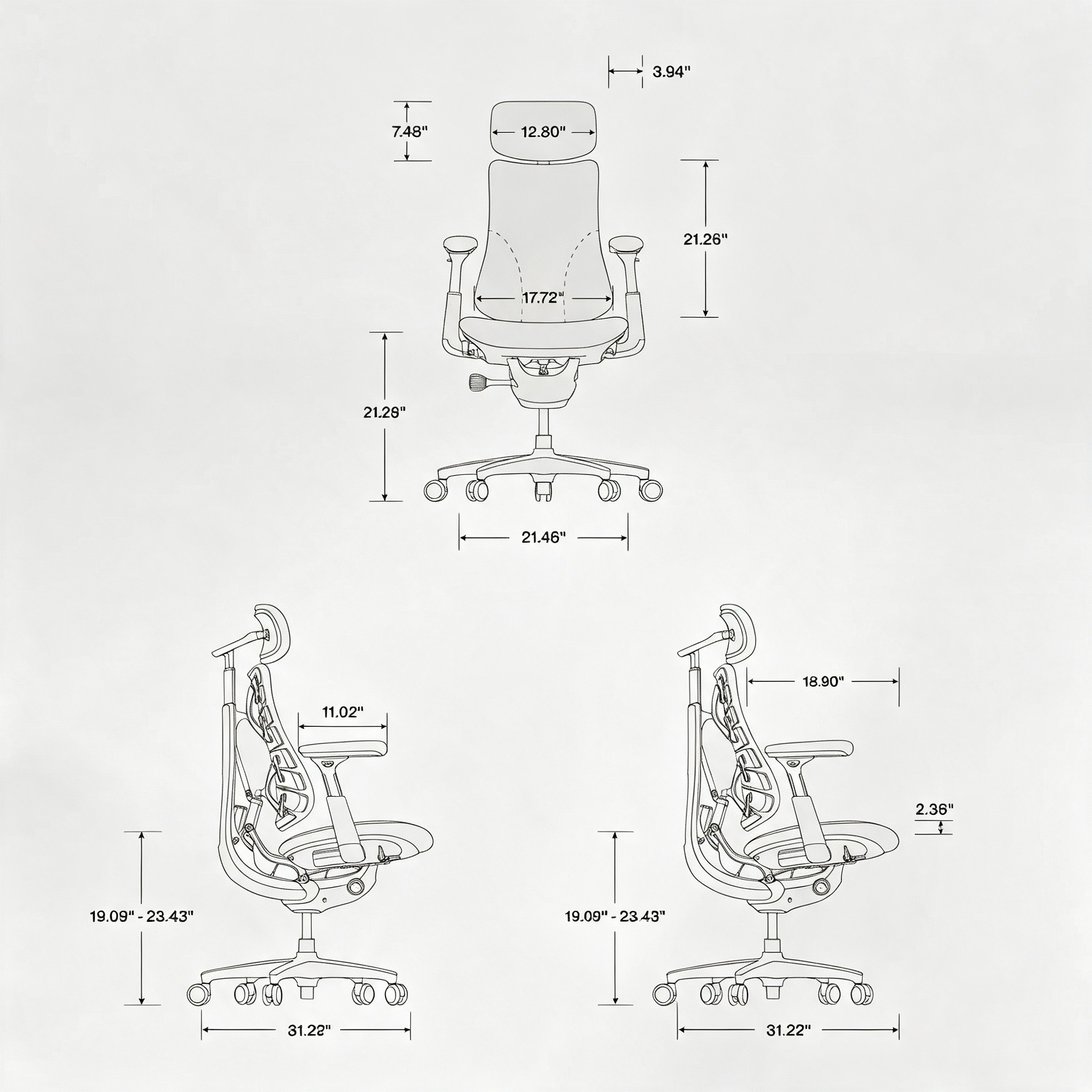Dynamic Adaptive Ergonomic Office Chair with Powered Lumbar Stretch